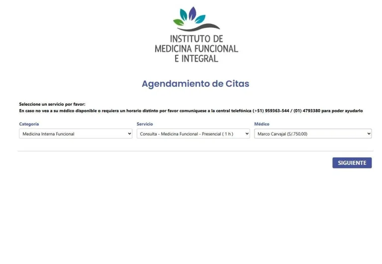 Sistema de agendamiento de citas IMF